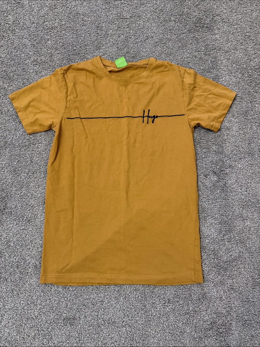 HUGO Mustard Short Sleeve Tee with Black Signature Line size medium